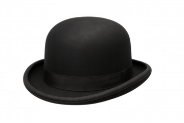 Black bowler hat, elegant felt headwear representing vintage fashion, professionalism, and classic gentleman style