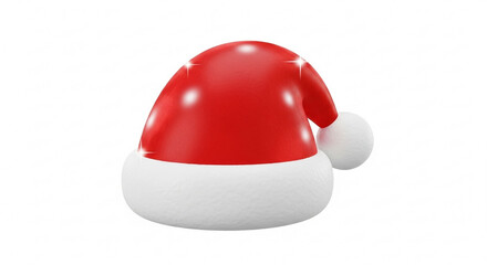 3D Santa Hat Icon &ndash; Red and White Christmas Cap