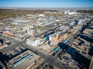Fototapeta premium Aerial View of Downtown Saskatoon in Fall, Saskatchewan