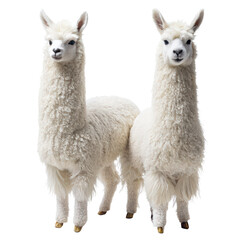 Fototapeta premium Set of white llama couple png llamas png white llamas png alpaca png alpaca pair png fluffy llama png transparent background image