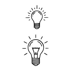 shining light bulb idea and innovation icons set