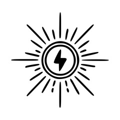 electric power icon with vintage sun rays