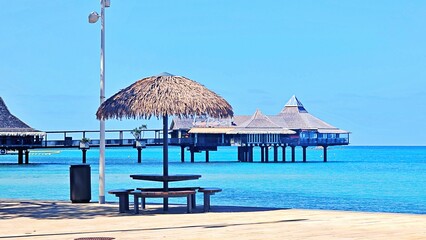 Oceanfront view featuring Le Roof restaurant in Noumea, New Caledonia.