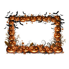 Obraz premium photo frame halloween frame elements with spooky borders and creepy decorations, haunted design with cobwebs and bats, scary holiday theme isolated on transparent background PNG