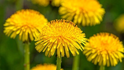 A close-up shot of vibrant yellow wildflowers, blooming in a field