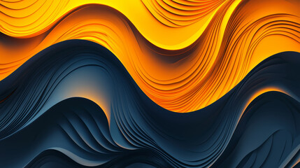 Flowing yellow and black abstract design evokes sense of dynamic movement and visual harmony, full of energy and vibrant emotion