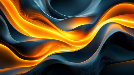 Vibrant abstract design featuring flowing yellow and blue shapes creates mesmerizing, dynamic and energetic mood, captivating viewer with its beauty