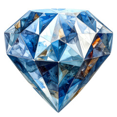 Watercolor gemstone gleams with facets against a dark background.