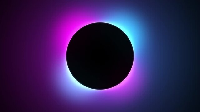 Digital eclipse background with vibrant magenta and blue neon light
