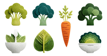 Colorful Isolated Vegetables with Unique Textures on Transparent Background