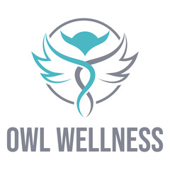owl wellness flat minimalist logo design
