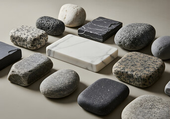 Minimal Stone Marble Block Arrangement Mockup