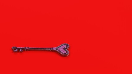 Key with heart shape on background with copy space