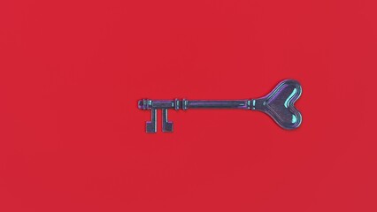Key with heart shape on background with copy space
