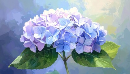 A delicate cluster of blue and lavender blossoms on a green stalk