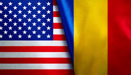Fototapeta premium アメリカの国旗とチャドの国旗(USA Flag & Chad flag.) 