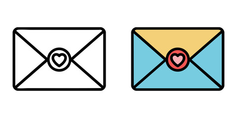 Colorful envelope icon with heart symbol representing love, message, and communication in digital design