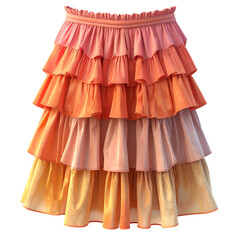 Tiered skirt with gradient colors and ruffled fabric.