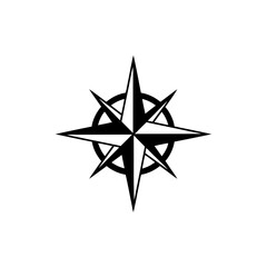 Obraz premium Stylized Black and White Compass Rose Icon for Navigation and Direction Symbol. Geometric Graphic Element for Travel, Guidance, and Exploration Concepts.