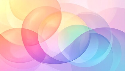 Abstract composition of translucent overlapping circles in vibrant pastel hues creating depth