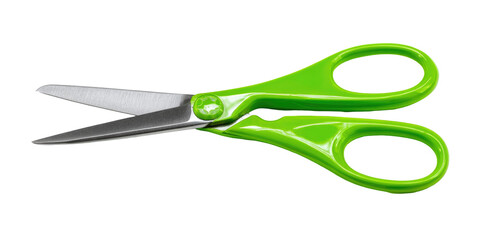 Bright green plastic craft scissors for school and office supplies