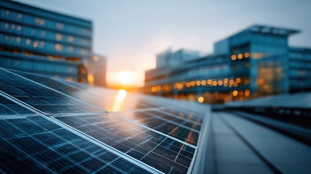 Sustainable energy implementation in healthcare hospital rooftop solar panels urban environment aerial view renewable concept