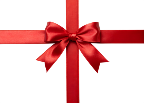 Elegant red ribbon tied in a perfect bow on a black background for gifts and celebrations