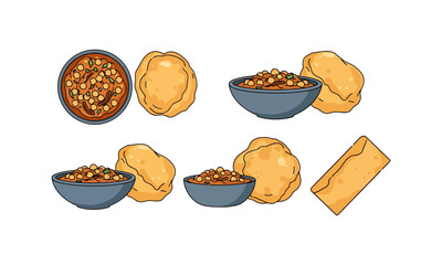 Indian Chole with Puri – Traditional Food Illustration
