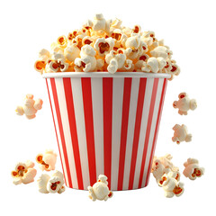 A full tub of popcorn spills onto a black background.