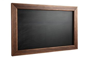 An empty rustic wooden framed chalkboard against a dark background ready for writing messages or drawing