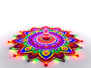 Central Diya Rangoli Art