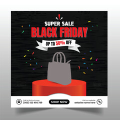 black friday sale social media post design and web banner template