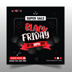 black friday sale social media post design and web banner template