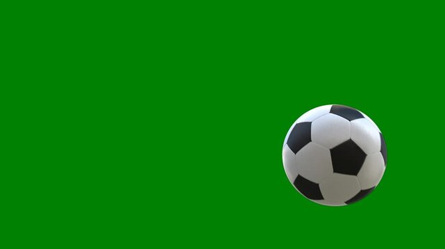 An animation of a soccer ball on a green screen background. Ideal for sports-themed video projects.