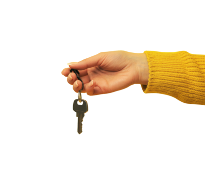 hand holding keys on white background. - Powered by Adobe