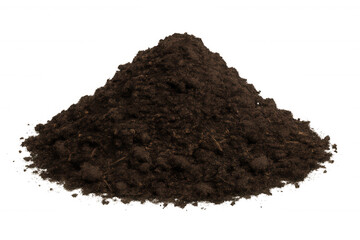 Pile of dark fertile garden soil or compost heap isolated on transparent background, earth for gardening