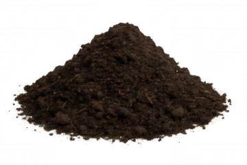 Pile of dark fertile garden soil or compost heap isolated on transparent background, earth for gardening