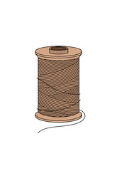 A spool of natural twine is pictured on a white background.