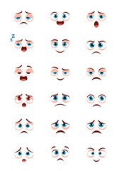 Fototapeta premium A collection of expressive cartoon faces displaying a wide range of emotions and moods.