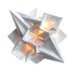 Geometric crystal form with internal warm light glows.