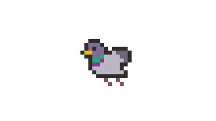 8-bit pixel art pigeon fly. looped animation 4k 30fps