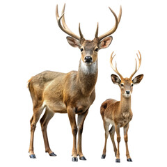 Obraz premium Stag and doe deer family on png stag png doe png deer png family png wildlife png animal png nature png transparent background