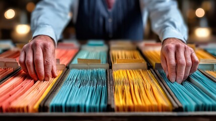 Document organization event office space file management indoor environment close-up view professional concept