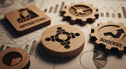 Business concept symbols on financial charts