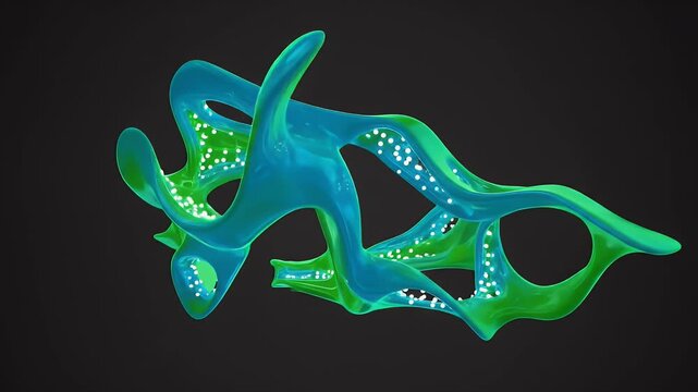 Abstract 3D Render Green Blue Swirls Smooth Shapes