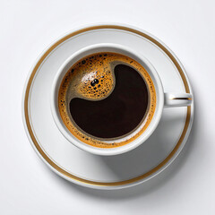 cup of black coffee on white background