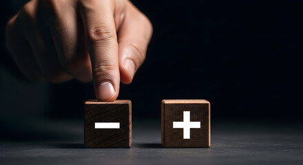 Weighing pros and cons, hand chooses positive outcome over negative