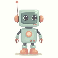 Cute cartoon robot on white background 