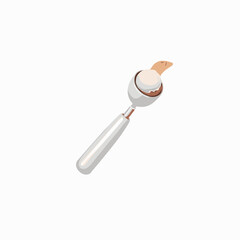 Cosmetic concealer applicator with beige makeup on a white background for beauty product