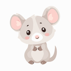 Adorable cartoon mouse with big ears and pink cheeks looking cute and innocent design